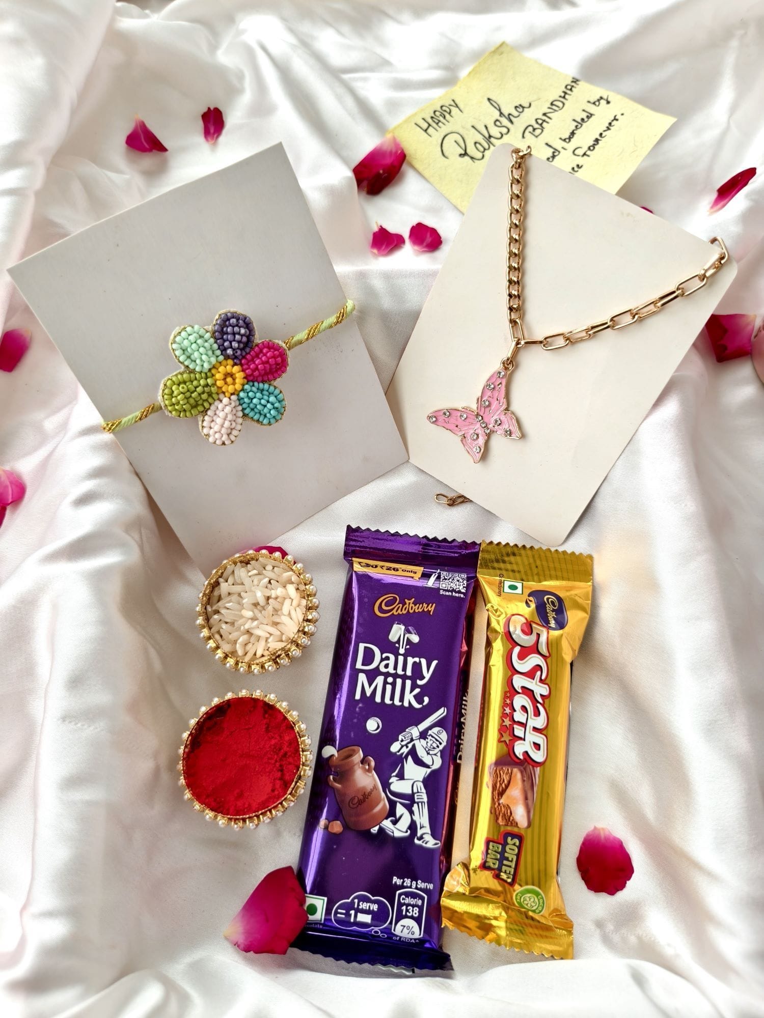 Radiant Flower Rakhi & Chocolate Hamper - Handcrafted Gift for Brother 2026
