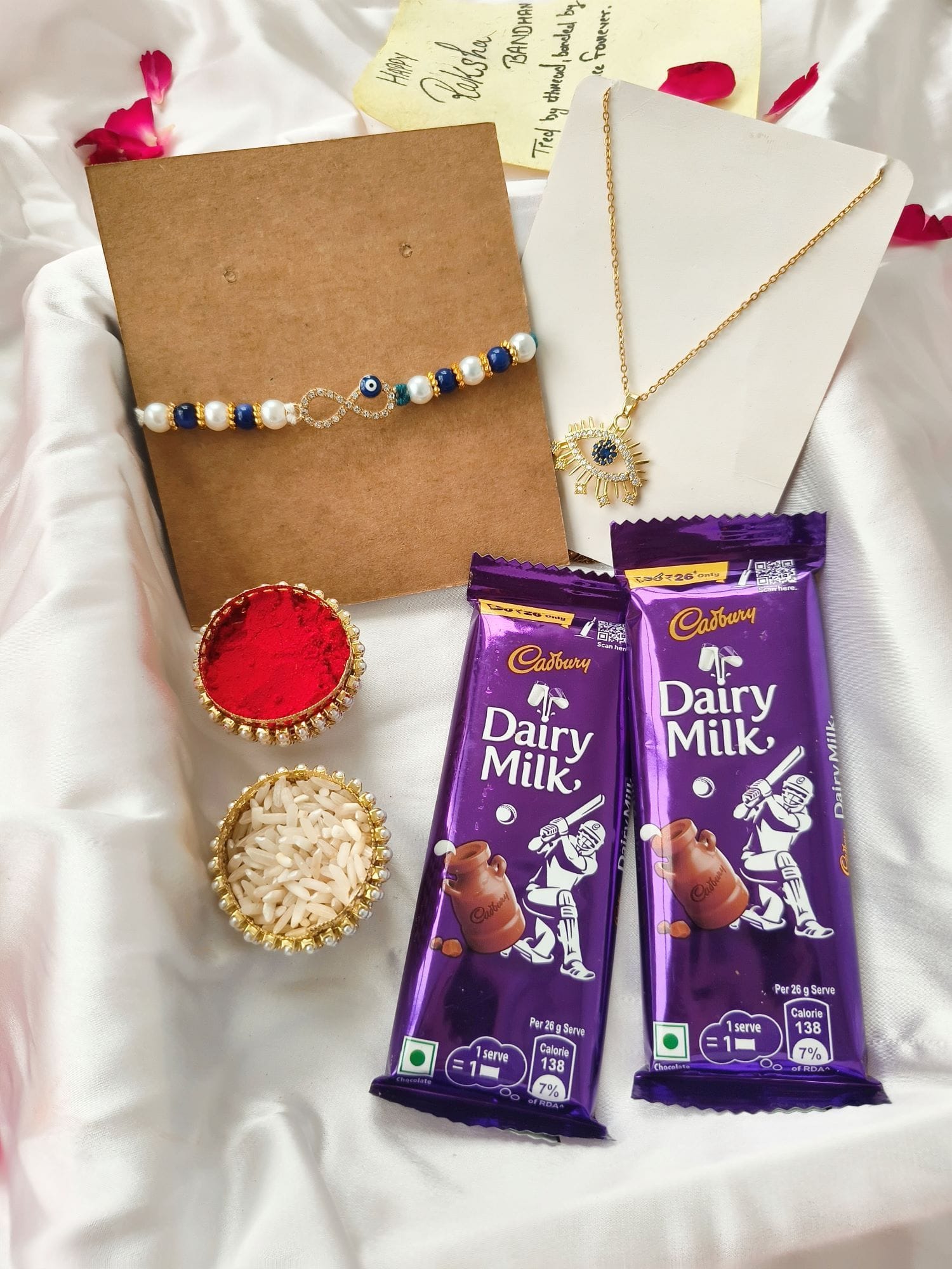 Evil Eye Handmade Rakhi & Chocolate Gift - 2026 hamper for Brother & Sister