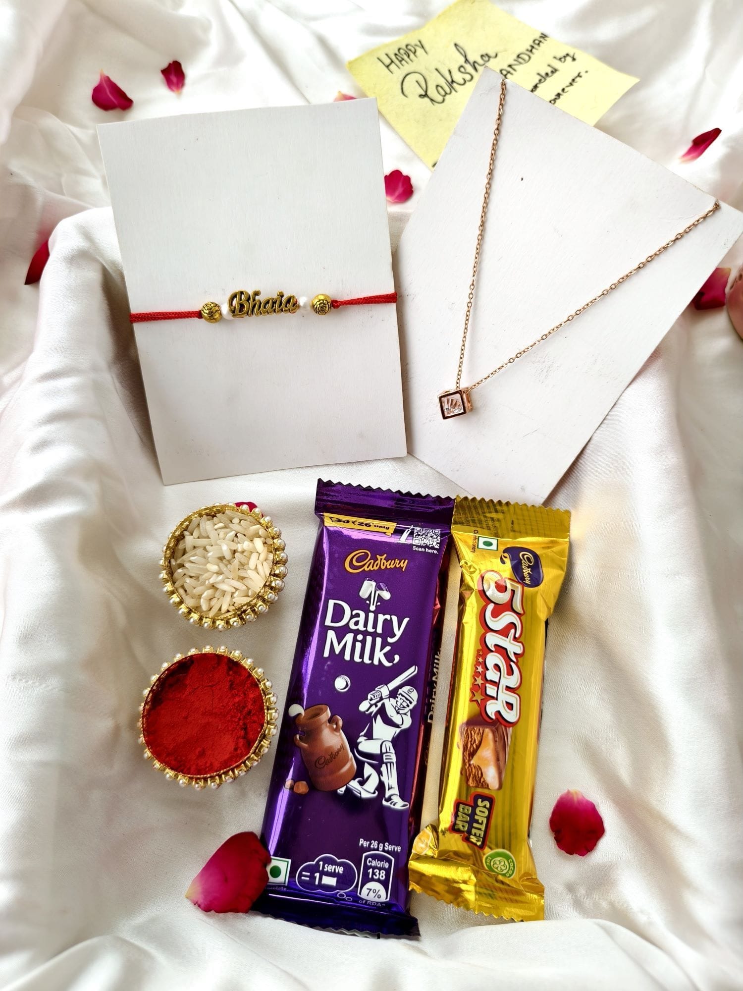 Handmade 2026 Rakhi with Dairy Milk & Five Star Choco Hamper for Brother