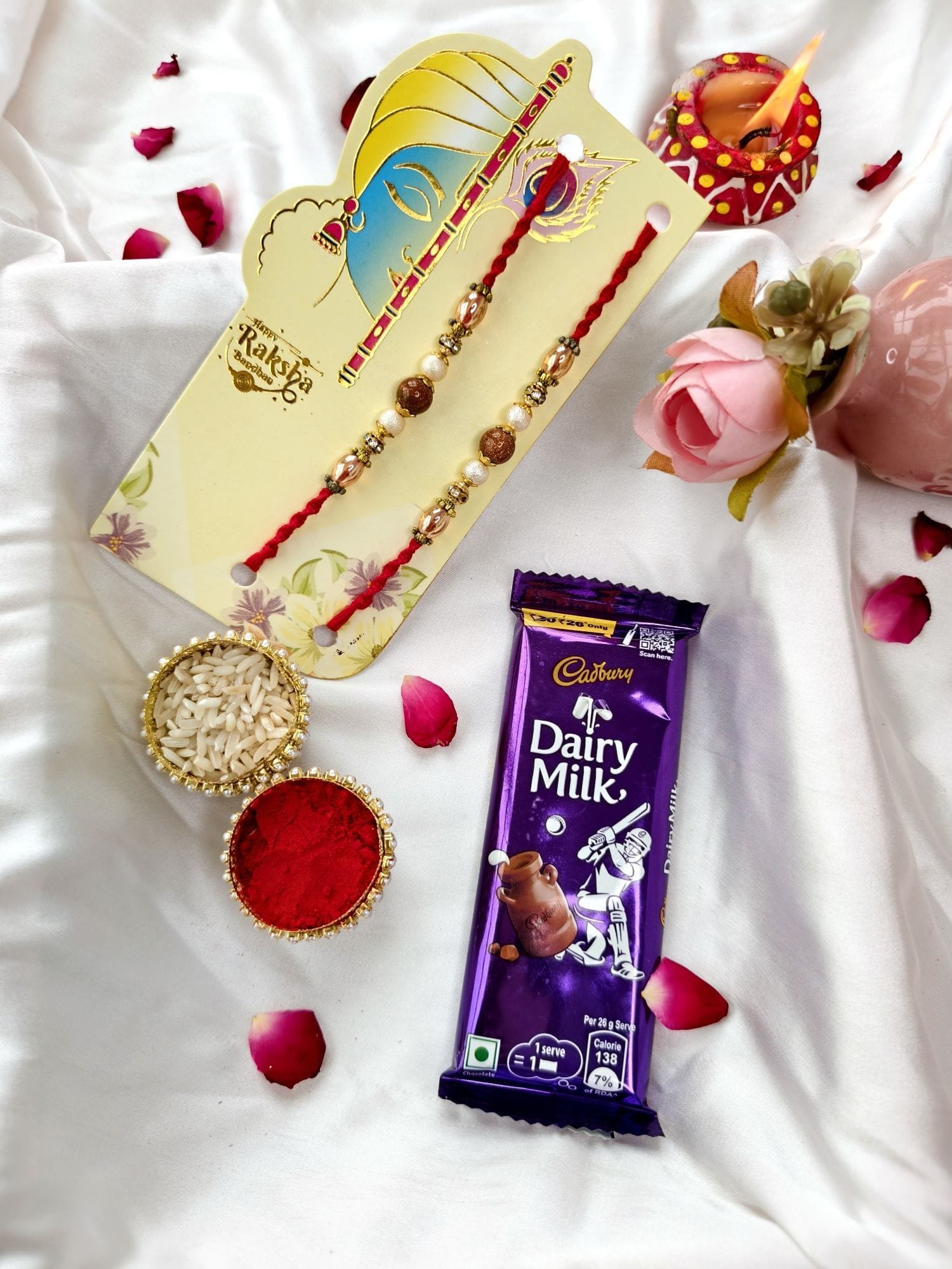 Handmade Brown Rakhi & Dairy Milk Chocolate Hamper: Perfect for Brother