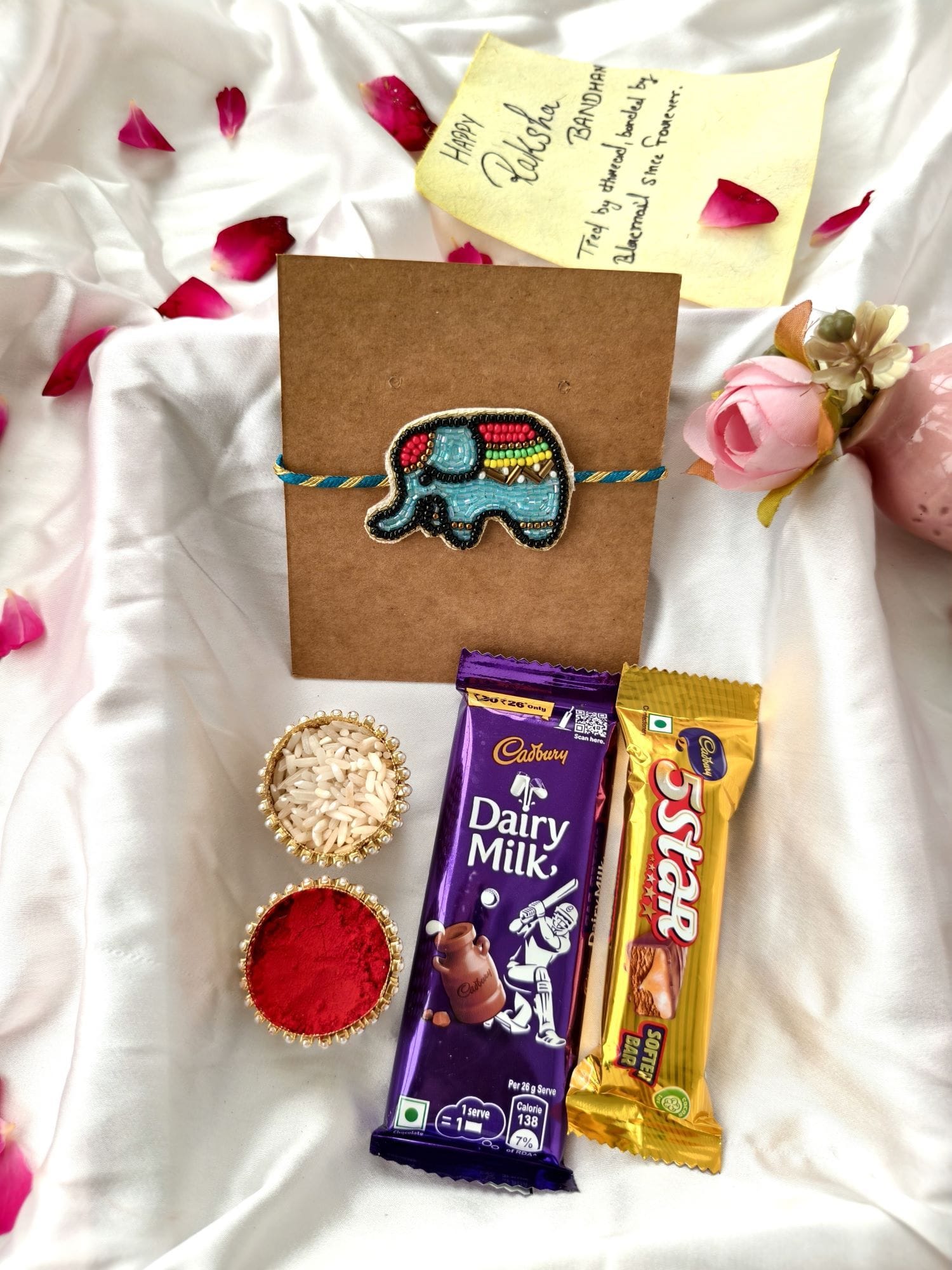 Blue Elephant Kids Rakhi Hamper with Dairy Milk & Five Star Chocolate