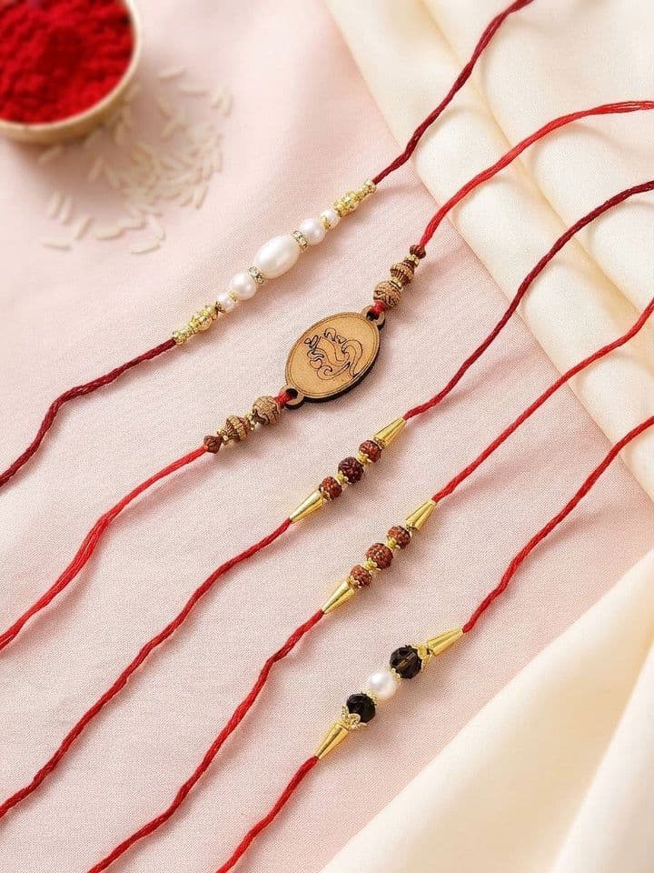 Premium Ganesh Rudraksha Rakhi Combo Set for Brothers