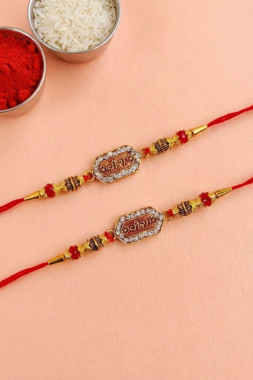 Designer Dulare Stone Rakhi Combo Set for Brothers – Pack of 2