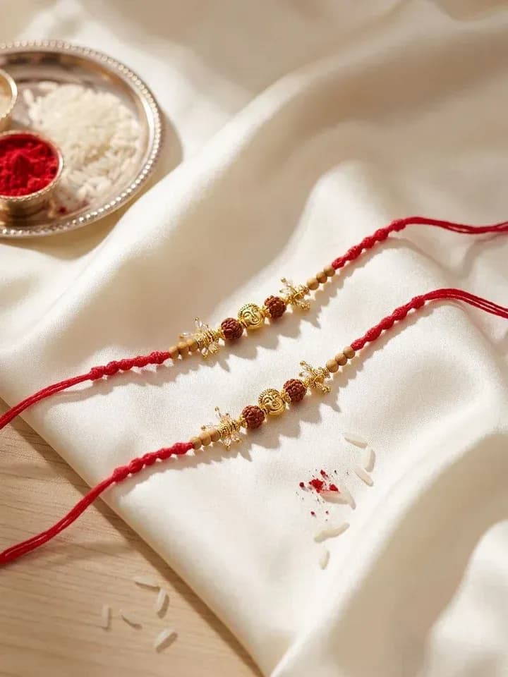 Traditional Rudraksha Rakhi Combo Set for Brothers – Pack of 2