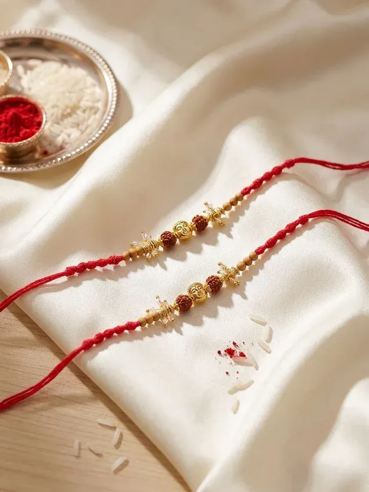 Traditional Rudraksha Rakhi Combo Set for Brothers – Pack of 2