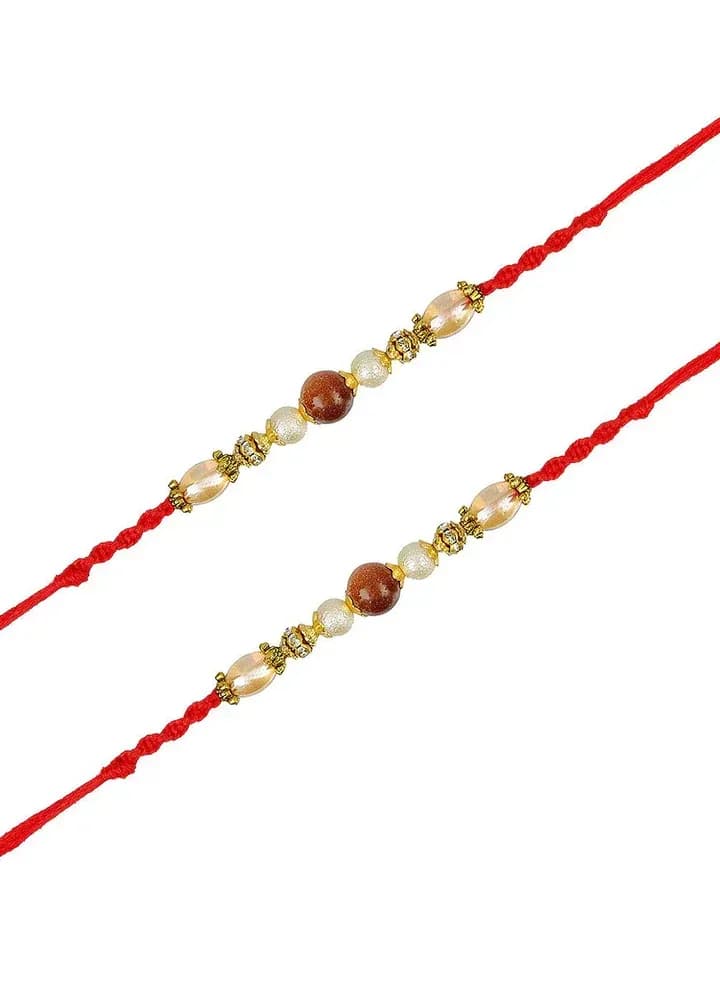 Simple Beads Rakhi Set with Red Thread for Brother