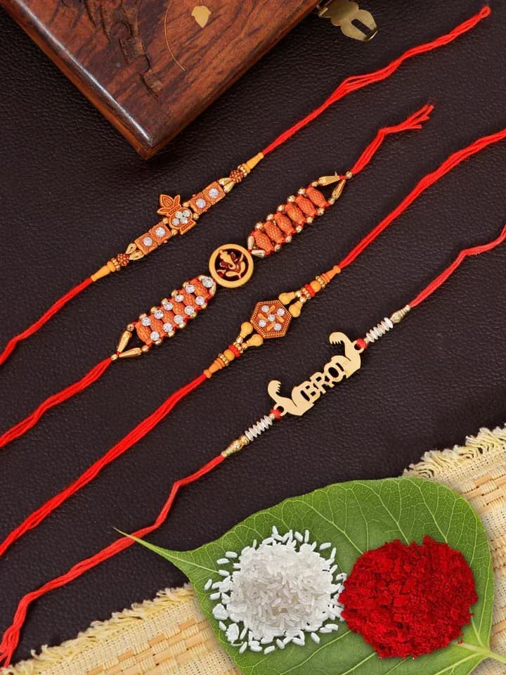 Premium Ganesh Om Veera Rakhi Combo Set for Brothers
