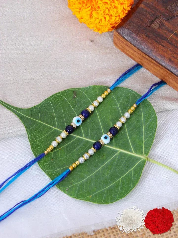 Blue Evil Eye Rakhi Combo Set for Brothers