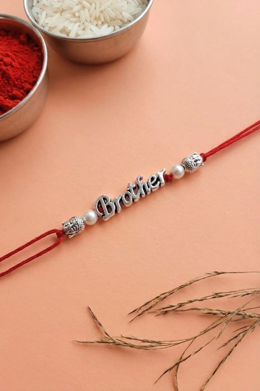 Premium Oxidised Brother Pearl Rakhi for Bhai