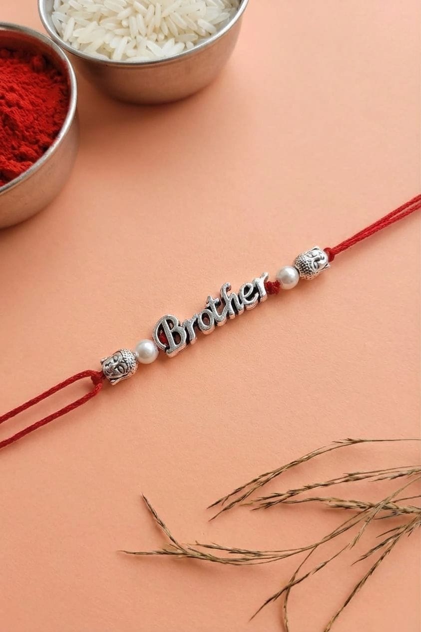 Premium Oxidised Brother Pearl Rakhi for Bhai