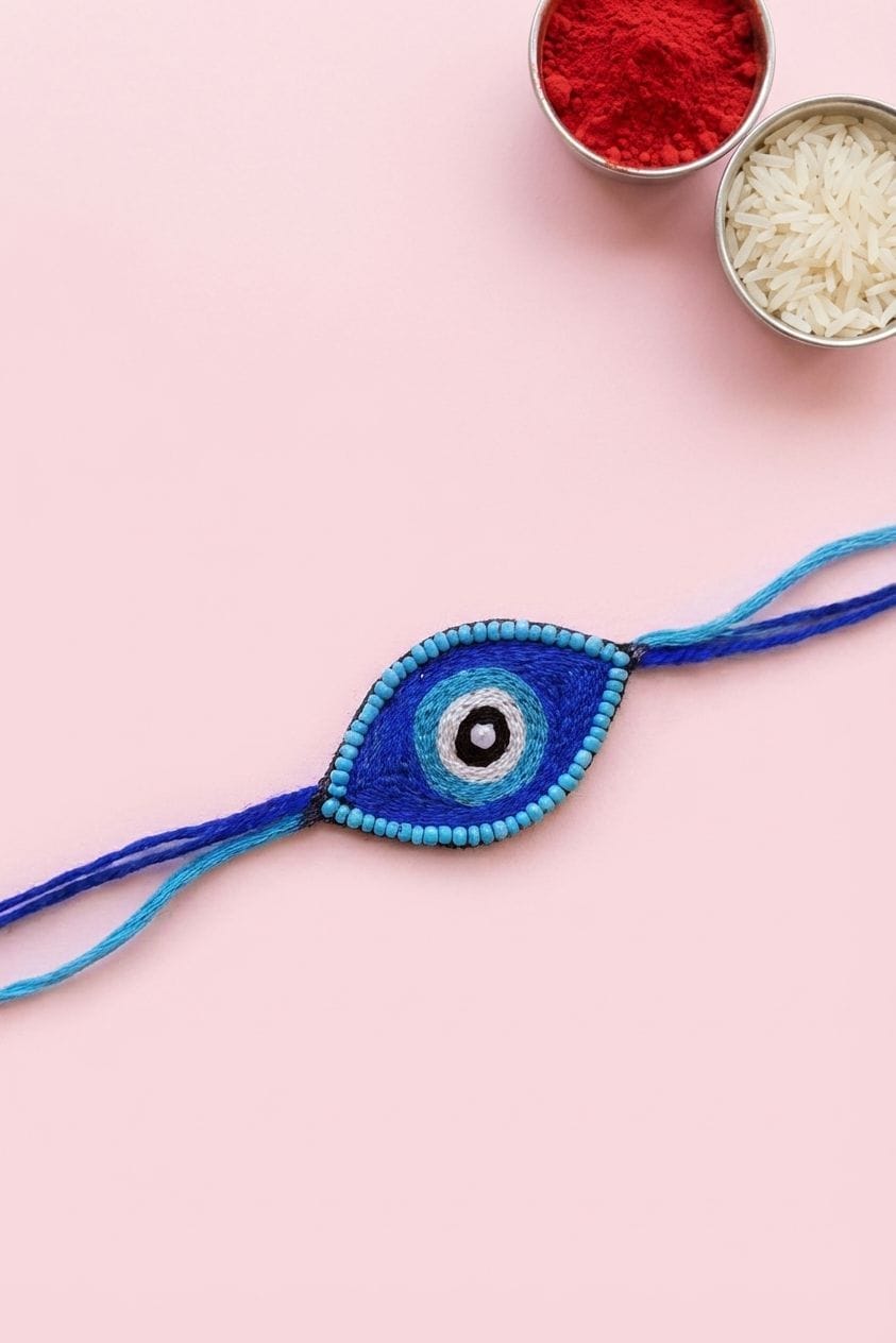Handmade Blue Evil Eye Rakhi for Brother