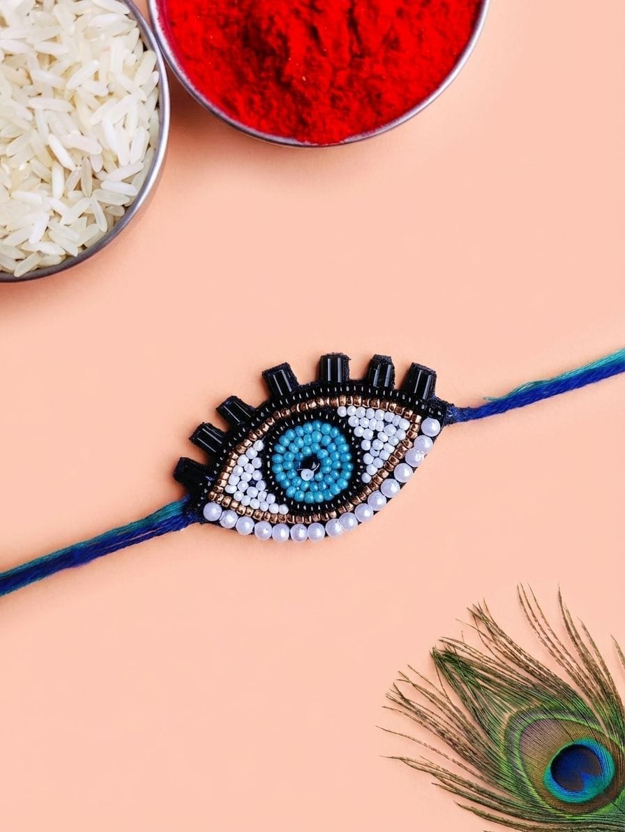 Handcrafted Evil Eye Beaded Rakhi for Brother