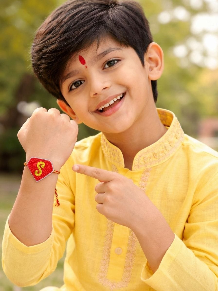Premium Handmade Superhero Initial S Rakhi for Kids