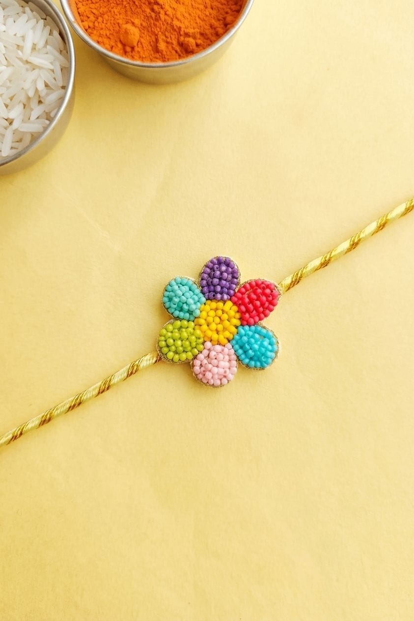 Cute Multicolor Flower Kids Rakhi for Little Brother