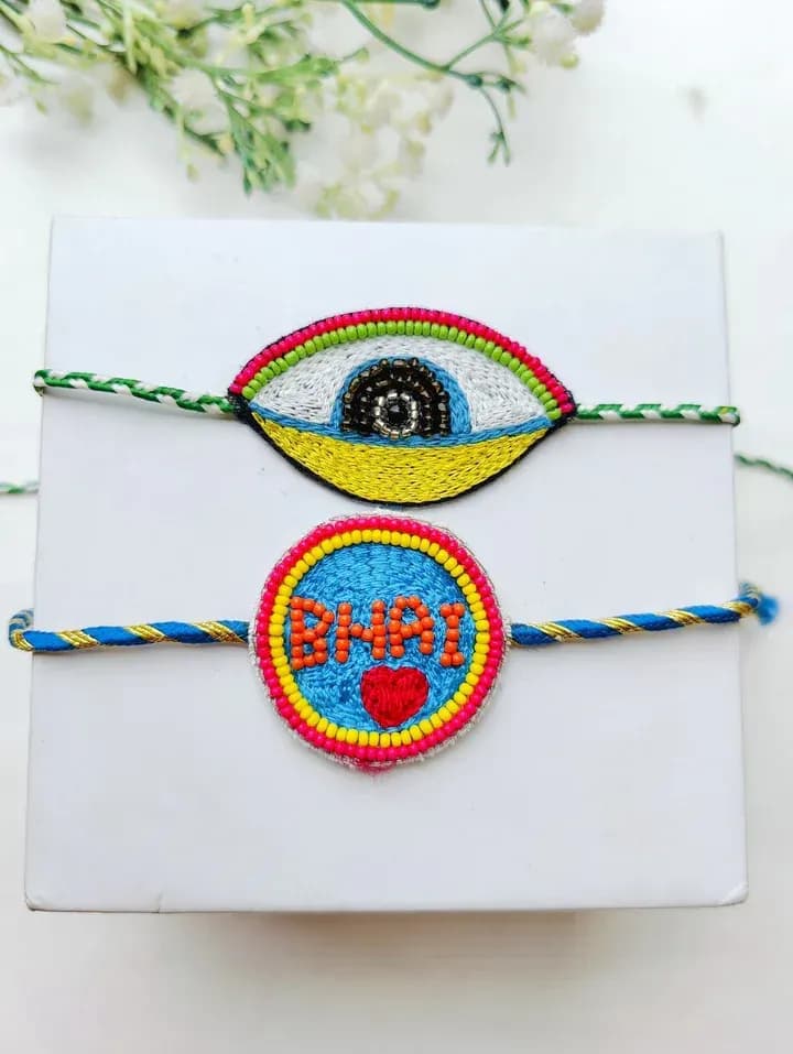 Handmade Evil Eye Bhai Rakhi Combo Set – Pack of 2