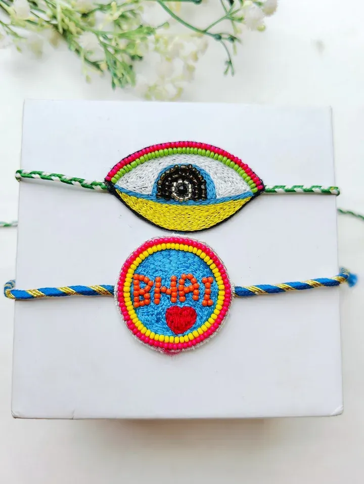 Handmade Evil Eye Bhai Rakhi Combo Set – Pack of 2