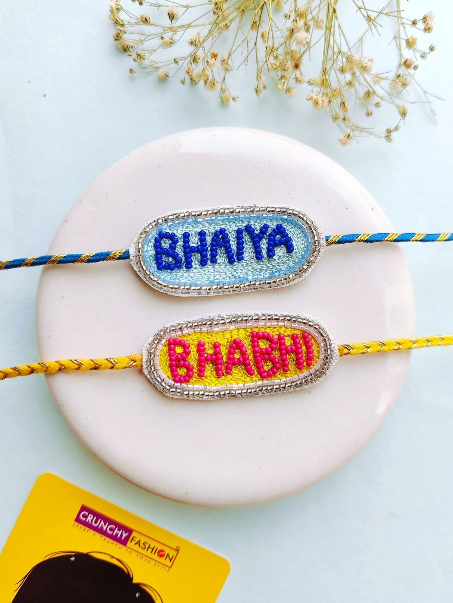 Premium Handmade Beaded Bhaiya Bhabhi Rakhi Set