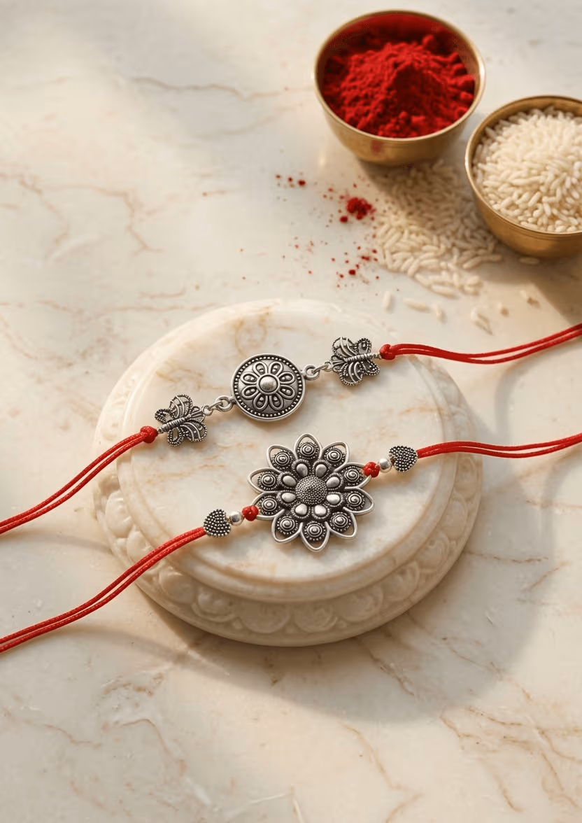 Brotherly Bond - Oxidised Silver Rakhi for the Perfect Celebration