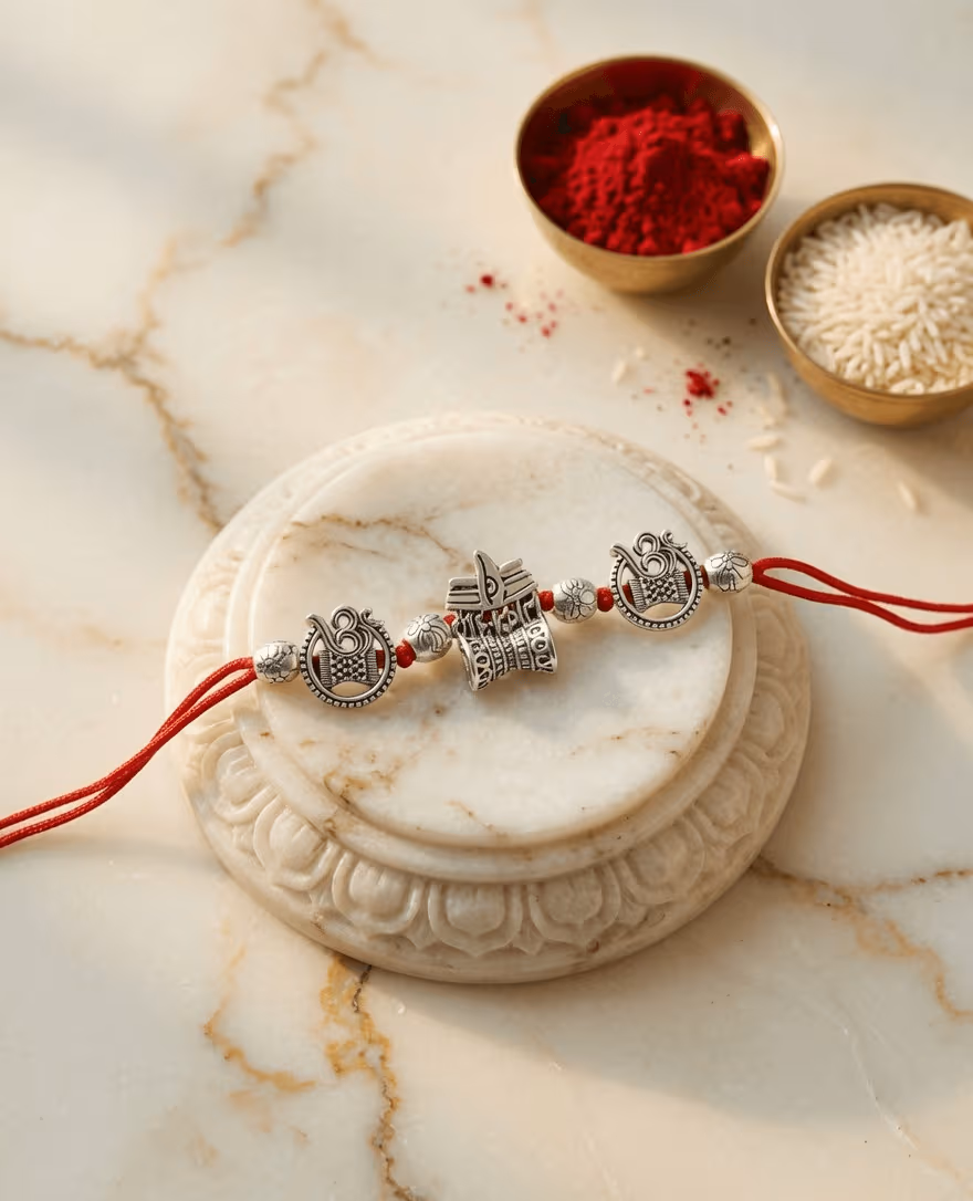 Stylish Silver Oxidised Rakhi, Handcrafted for Festive Celebrations