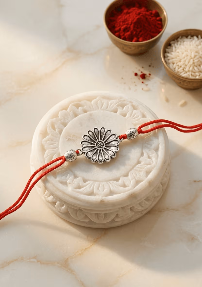 Silver Oxidised Handcrafted Rakhi - Festive Designer Choice for Brother
