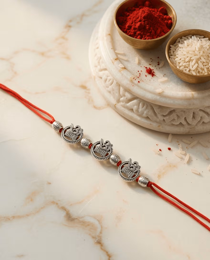 Handcrafted Oxidised Silver Rakhi | Stylish Festival Gift for Brothers